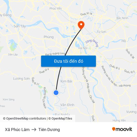 Xã Phúc Lâm to Tiên Dương map