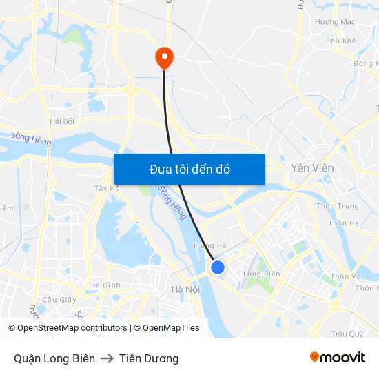 Quận Long Biên to Tiên Dương map