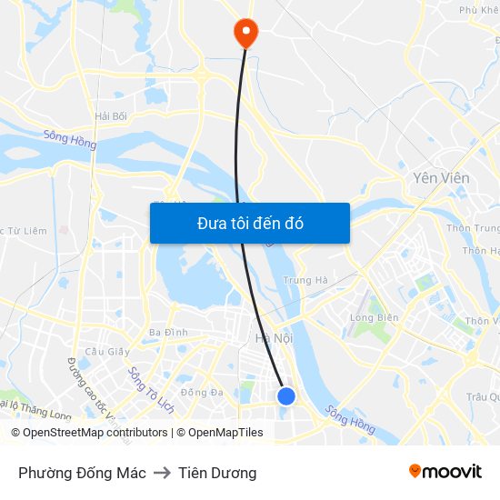 Phường Đống Mác to Tiên Dương map