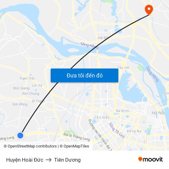 Huyện Hoài Đức to Tiên Dương map