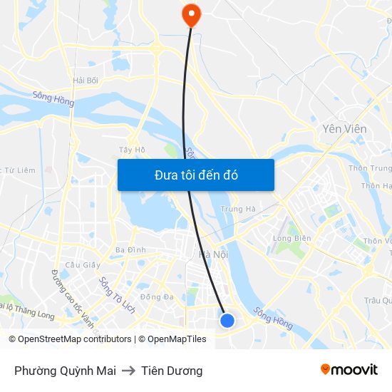 Phường Quỳnh Mai to Tiên Dương map