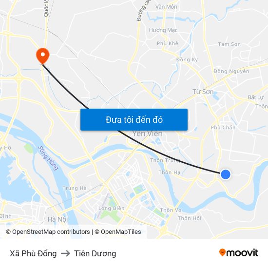 Xã Phù Đổng to Tiên Dương map