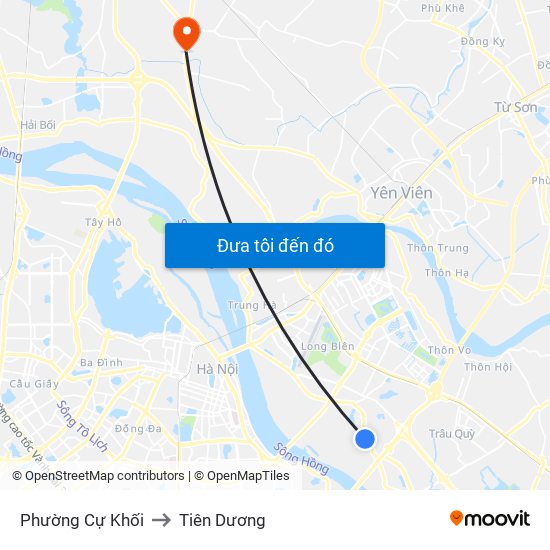 Phường Cự Khối to Tiên Dương map