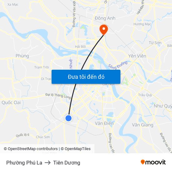 Phường Phú La to Tiên Dương map