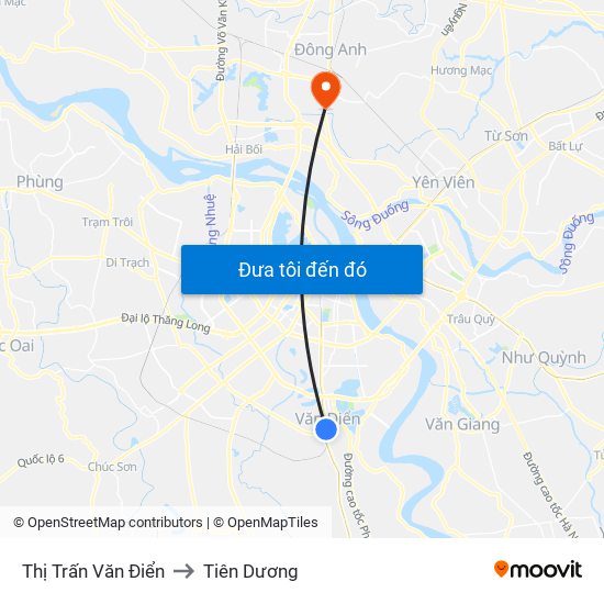 Thị Trấn Văn Điển to Tiên Dương map