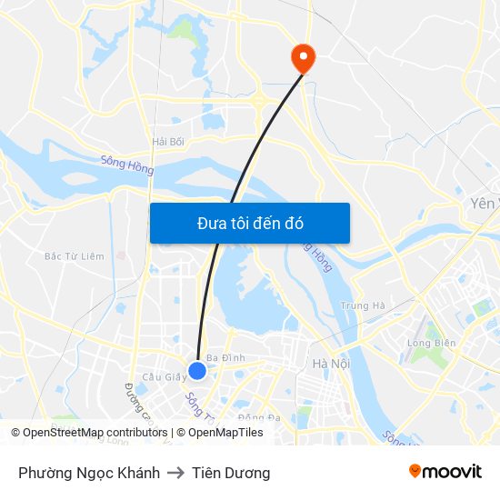 Phường Ngọc Khánh to Tiên Dương map