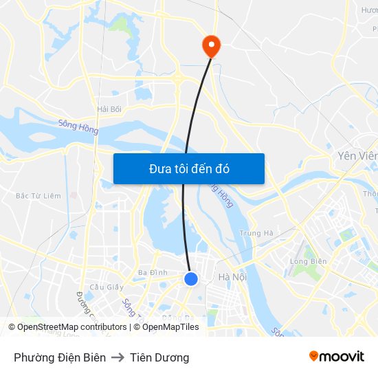 Phường Điện Biên to Tiên Dương map