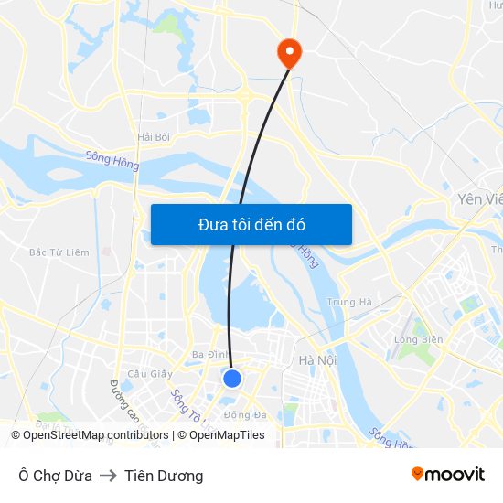 Ô Chợ Dừa to Tiên Dương map