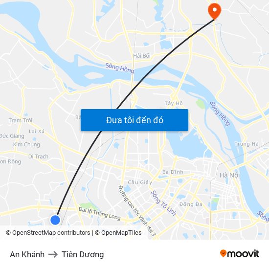 An Khánh to Tiên Dương map