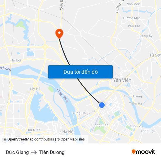 Đức Giang to Tiên Dương map