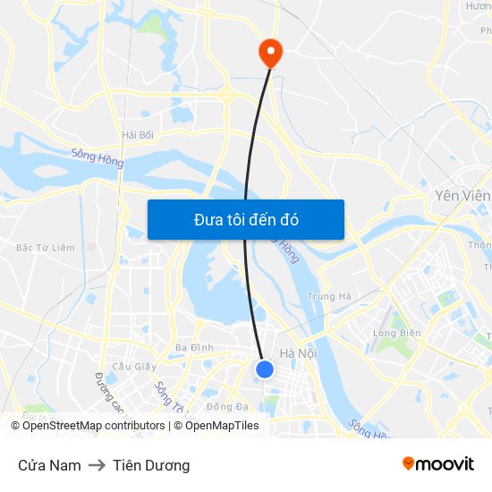 Cửa Nam to Tiên Dương map