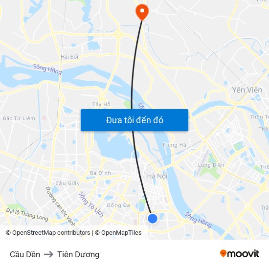 Cầu Dền to Tiên Dương map