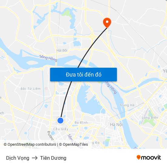 Dịch Vọng to Tiên Dương map