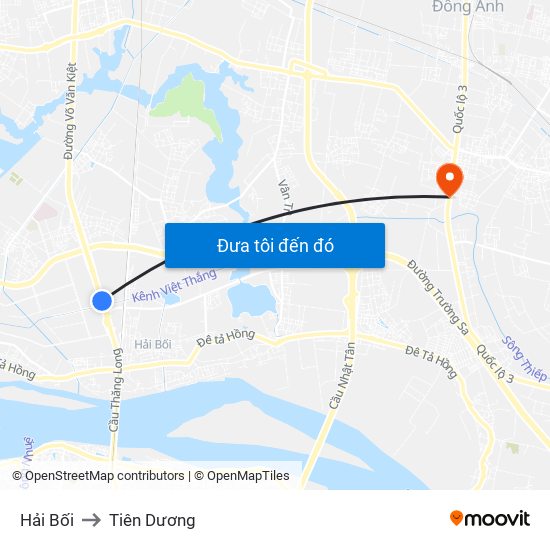 Hải Bối to Tiên Dương map