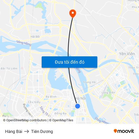 Hàng Bài to Tiên Dương map