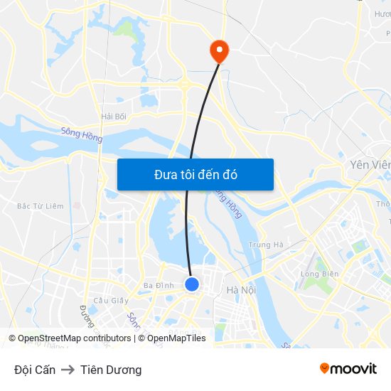 Đội Cấn to Tiên Dương map