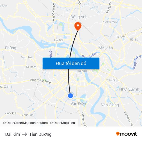 Đại Kim to Tiên Dương map