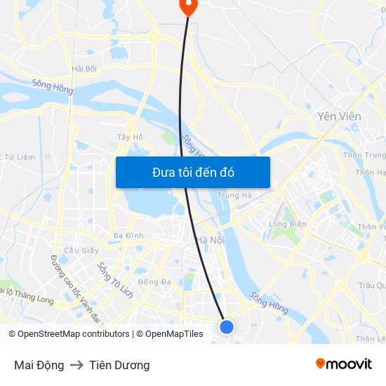 Mai Động to Tiên Dương map