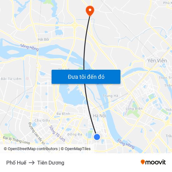 Phố Huế to Tiên Dương map