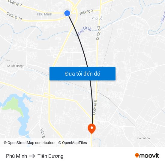 Phú Minh to Tiên Dương map