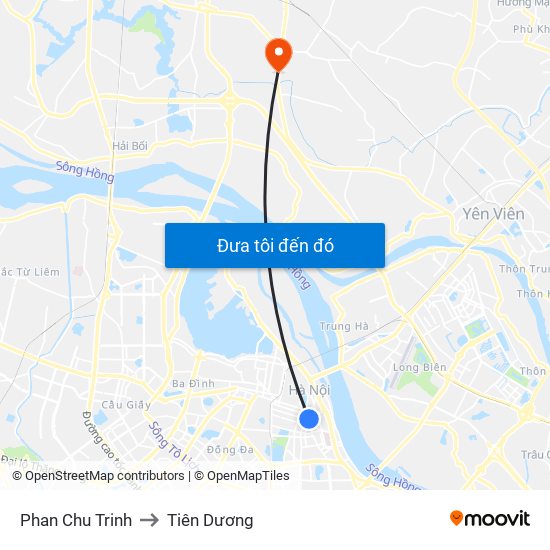 Phan Chu Trinh to Tiên Dương map