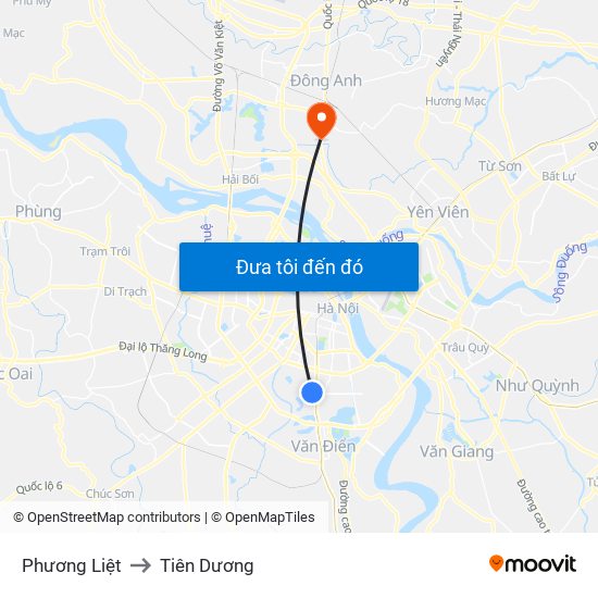 Phương Liệt to Tiên Dương map