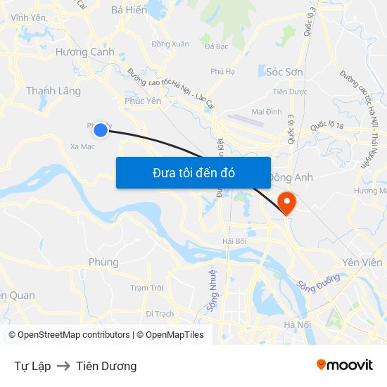 Tự Lập to Tiên Dương map