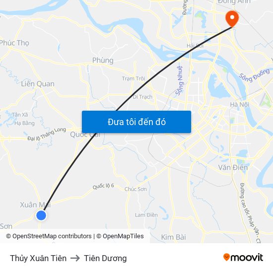 Thủy Xuân Tiên to Tiên Dương map