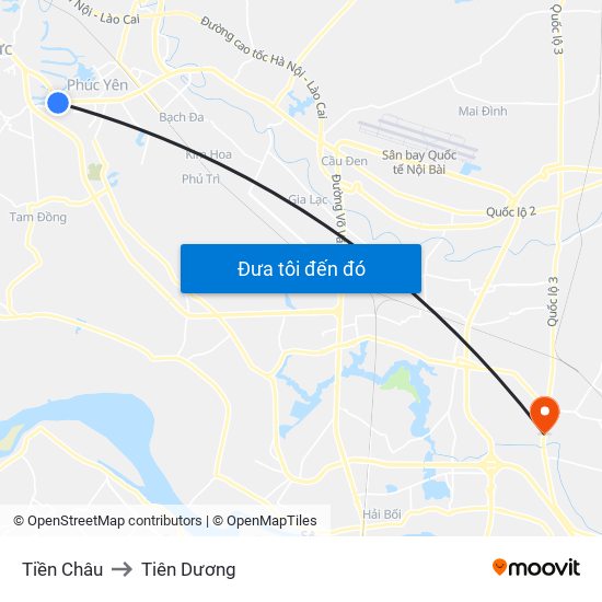 Tiền Châu to Tiên Dương map