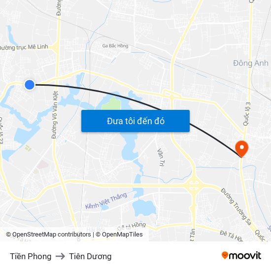 Tiền Phong to Tiên Dương map