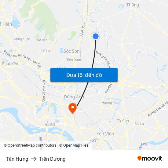 Tân Hưng to Tiên Dương map