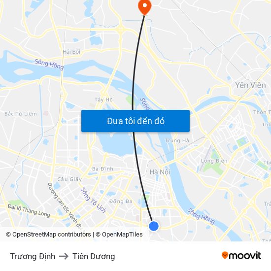 Trương Định to Tiên Dương map