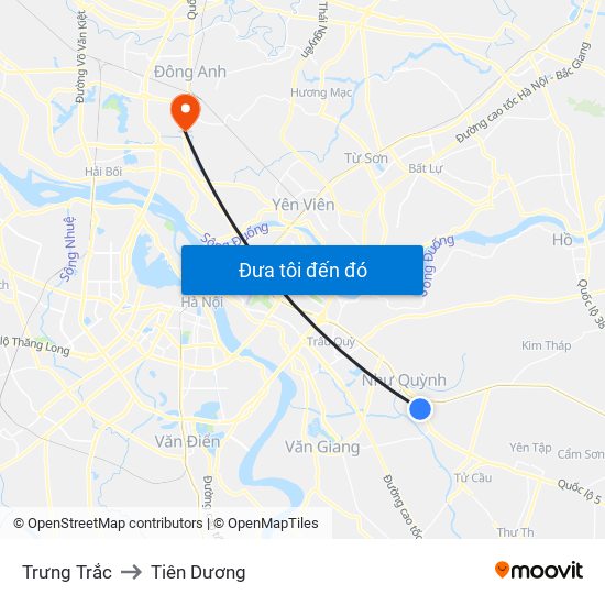 Trưng Trắc to Tiên Dương map