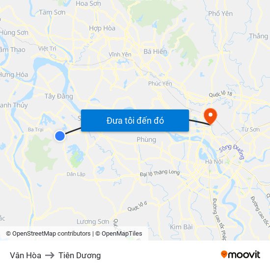 Vân Hòa to Tiên Dương map