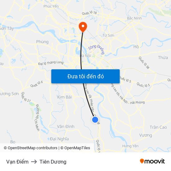 Vạn Điểm to Tiên Dương map