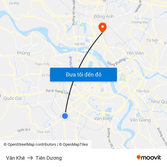 Văn Khê to Tiên Dương map
