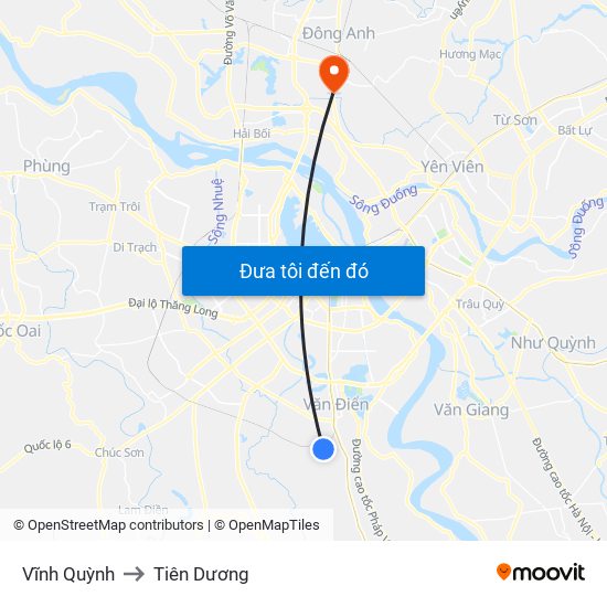 Vĩnh Quỳnh to Tiên Dương map
