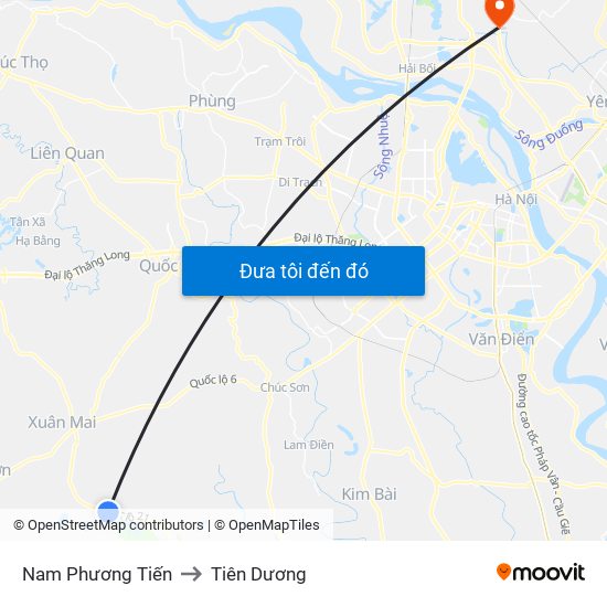 Nam Phương Tiến to Tiên Dương map