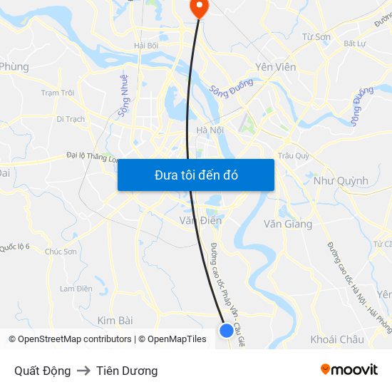 Quất Động to Tiên Dương map