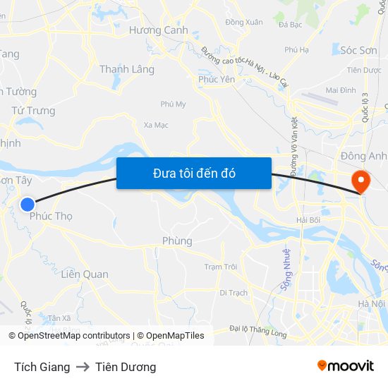 Tích Giang to Tiên Dương map