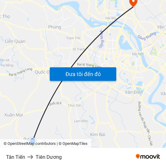 Tân Tiến to Tiên Dương map