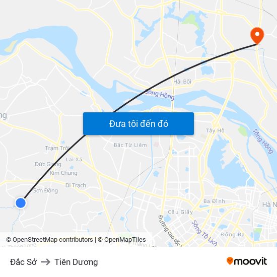 Đắc Sở to Tiên Dương map