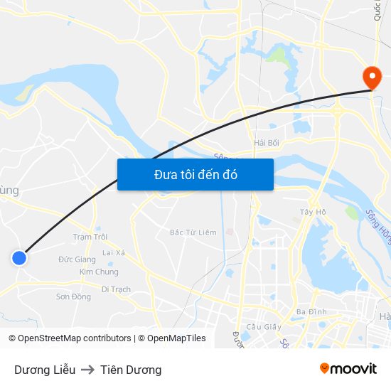 Dương Liễu to Tiên Dương map