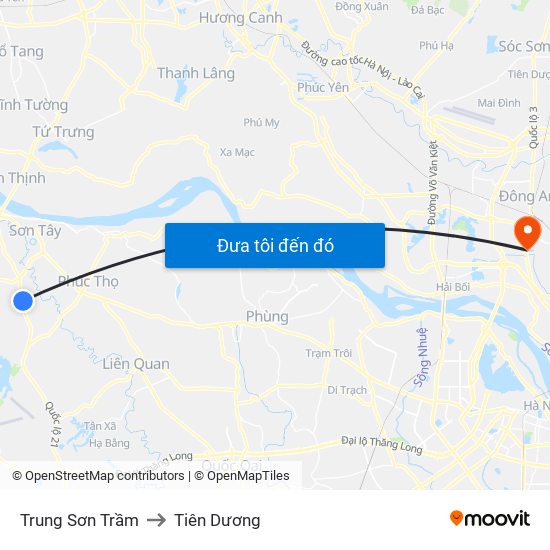 Trung Sơn Trầm to Tiên Dương map