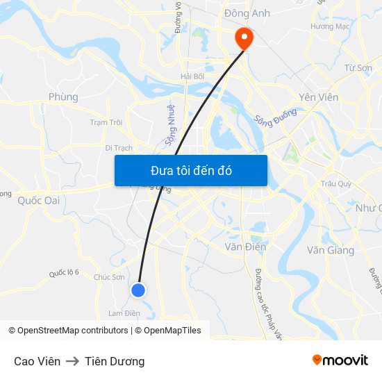Cao Viên to Tiên Dương map