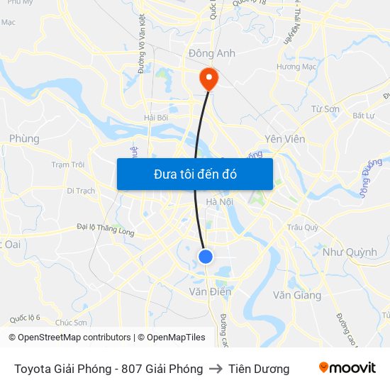 Toyota Giải Phóng - 807 Giải Phóng to Tiên Dương map