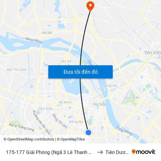 175-177 Giải Phóng (Ngã 3 Lê Thanh Nghị) to Tiên Dương map