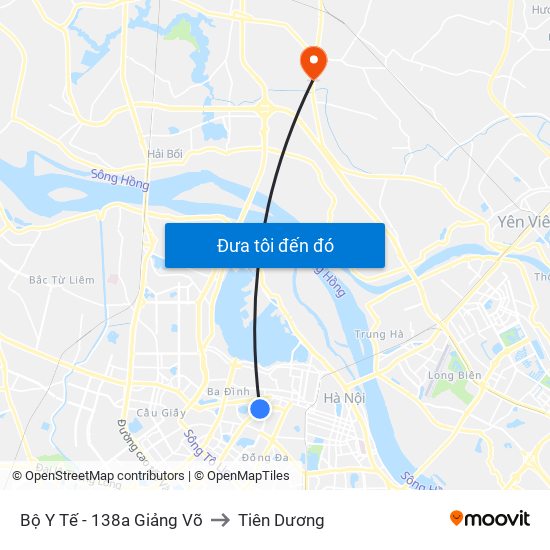 Bộ Y Tế - 138a Giảng Võ to Tiên Dương map