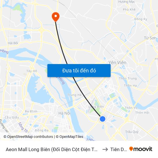 Aeon Mall Long Biên (Đối Diện Cột Điện T4a/2a-B Đường Cổ Linh) to Tiên Dương map