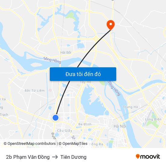 2b Phạm Văn Đồng to Tiên Dương map